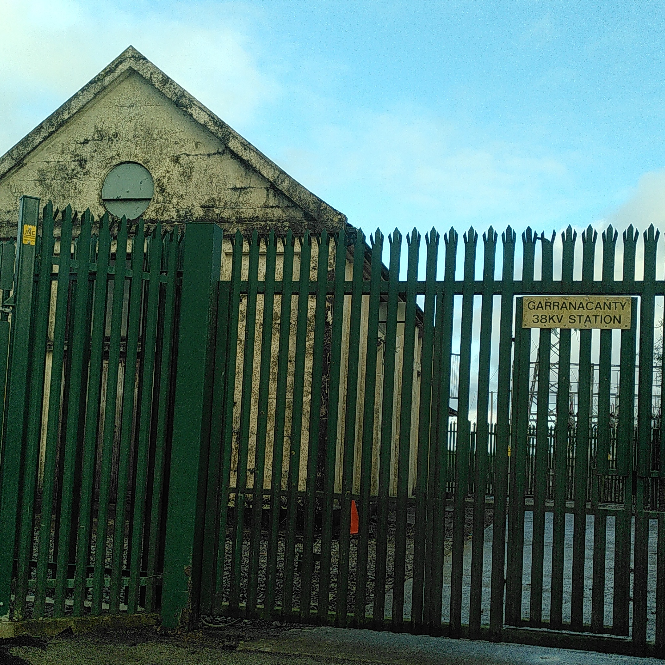 Photograph of disused switchgear building at Garranacanty substation in Tipperary town, taken at the beginning of January 2024